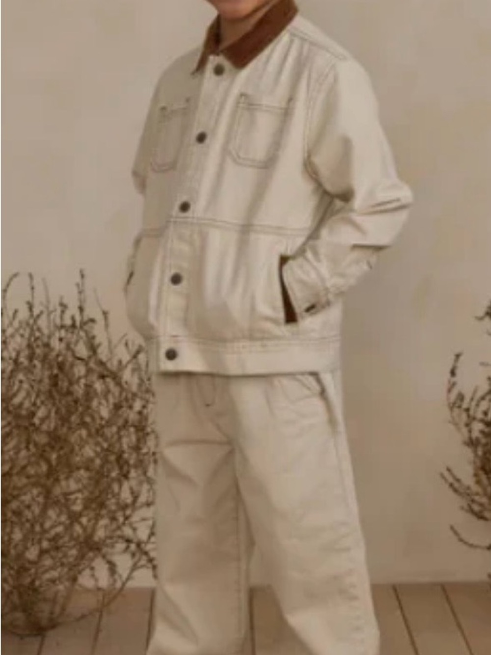 Rylee+Cru Utility Overalls and Chore Coat in Color Natural Size 4/5Y